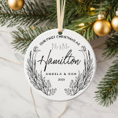 Onze eerste kerst keramische Ornament, zwarte lijn Keramisch Ornament