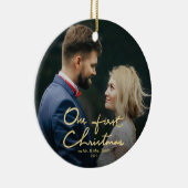 Onze eerste kerst | Kerstmis met handschrift Keramisch Ornament (Rechts)