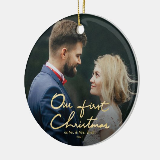 Onze eerste kerst | Kerstmis met handschrift Keramisch Ornament (Links)