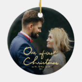 Onze eerste kerst | Kerstmis met handschrift Keramisch Ornament (Achterkant)