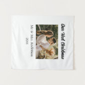 Onze eerste kerst koppel foto naam Dhr & Mevrouw m Wandkleed (Voorkant (horizontaal))