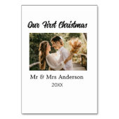 Onze eerste kerst koppel foto naam Mijnheer & Mevr Kaart (Achterkant)