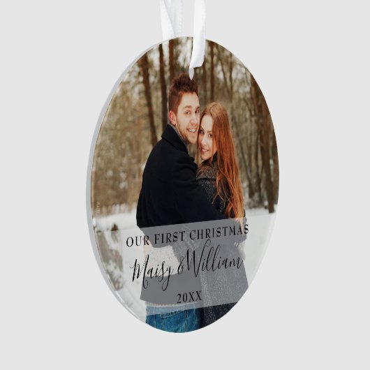 Onze Eerste Kerst Koppel Foto's Ornament (voorkant)