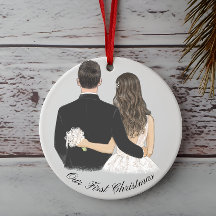 Onze eerste kerst koppels bruiloft ornament