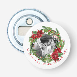 Onze eerste kerst Krans Foto Button Flesopener