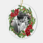 Onze eerste kerst Krans Foto Keramisch Ornament (Links)