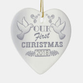 Onze eerste Kerst Lovebirds Keramisch Ornament (Rechts)