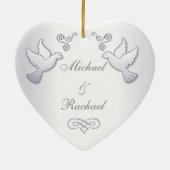 Onze eerste Kerst Lovebirds Keramisch Ornament (Achterkant)
