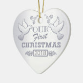 Onze eerste Kerst Lovebirds Keramisch Ornament (Links)