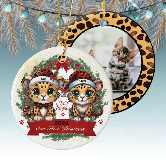 Onze eerste kerst luipaard spot dierenprint 🐾🐆 keramisch ornament