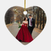 Onze eerste kerst maakte minimale fotocollage keramisch ornament (Achterkant)