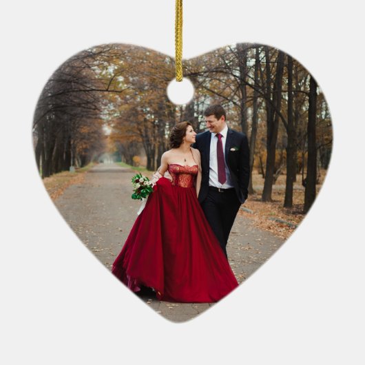 Onze eerste kerst maakte minimale fotocollage keramisch ornament (Achterkant)