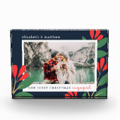 Onze eerste kerst maakte modern gebladerte fotoblokken (Voorkant)