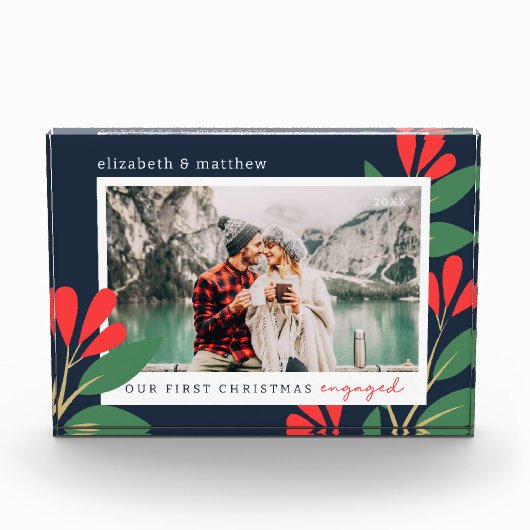 Onze eerste kerst maakte modern gebladerte fotoblokken (Voorkant)