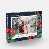 Onze eerste kerst maakte modern gebladerte fotoblokken (Links)