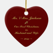 "Onze eerste kerst/man en vrouw" Keramisch Ornament (Achterkant)
