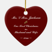 "Onze eerste kerst/man en vrouw" Keramisch Ornament (Achterkant)