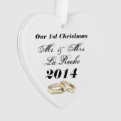 Onze eerste kerst  meneer en mevrouw. ornament (voorkant)