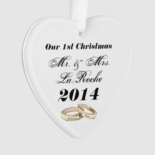 Onze eerste kerst meneer en mevrouw. ornament (voorkant)