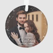 Onze eerste kerst meneer en mevrouw script paar fo ornament (achterkant)