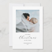 Onze eerste kerst meneer en mevrouw twee foto feestdagenkaart (Voorkant)