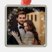 Onze eerste kerst meneer en mevrouw verguld paar f metalen ornament (Voorkant)