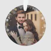 Onze eerste kerst meneer en mevrouw verguld paar f ornament (voorkant)