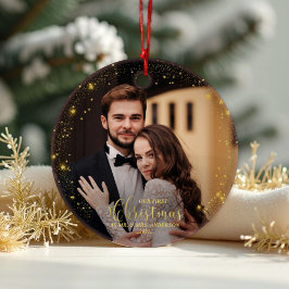 Onze eerste kerst meneer en mevrouw verguld paar f ornament