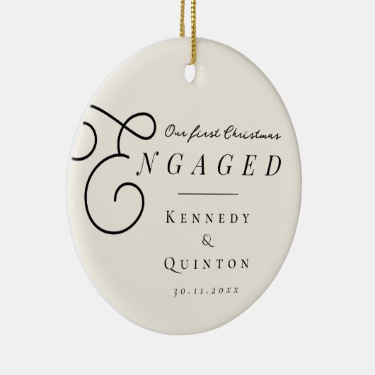 Onze eerste kerst met een klassieke, minimale foto keramisch ornament (Rechts)