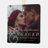 Onze eerste kerst met een klassieke, minimale foto keramisch ornament (Links)