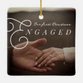 Onze eerste kerst met een klassieke, minimale foto keramisch ornament (Achterkant)