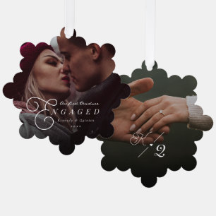 Onze eerste kerst met een klassieke, minimale foto ornament kaart