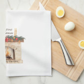 Onze eerste kerst met een open haard op een theedoek (Quarter Fold)