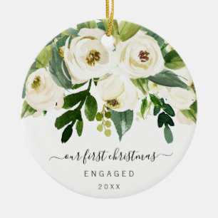 Onze eerste kerst met Elegant Floral Foto Keramisch Ornament