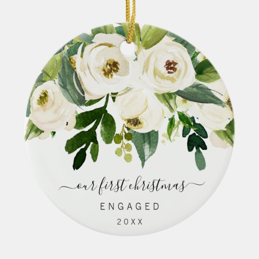 Onze eerste kerst met Elegant Floral Foto Keramisch Ornament (Voorkant)