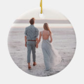 Onze eerste kerst met Elegant Grey Foto Keramisch Ornament (Achterkant)