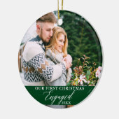 Onze eerste kerst met foto Groen Keramisch Ornament (Links)