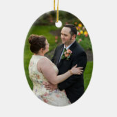 Onze eerste kerst met Gepersonaliseerd foto Keramisch Ornament (Achterkant)