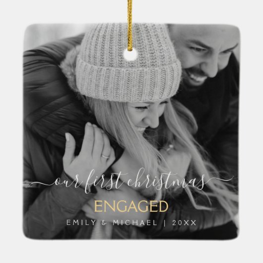 Onze eerste kerst met hand briefing met hand keramisch ornament (Achterkant)