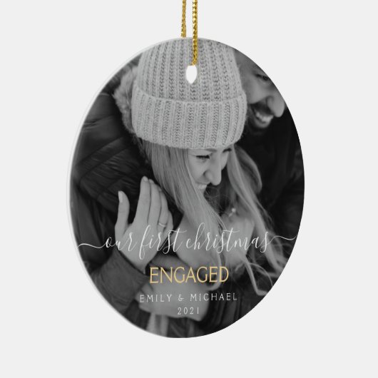 Onze eerste kerst met hand briefing met hand keramisch ornament (Rechts)