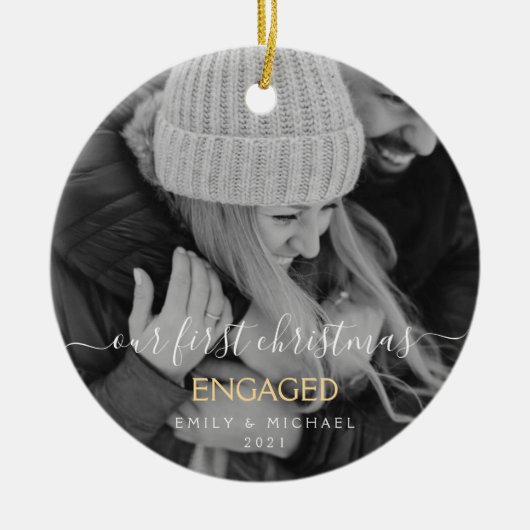 Onze eerste kerst met hand briefing met hand keramisch ornament (Voorkant)