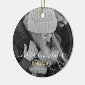 Onze eerste kerst met hand briefing met hand keramisch ornament (Links)