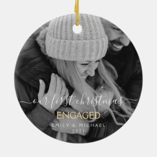 Onze eerste kerst met hand briefing met hand keramisch ornament (Achterkant)