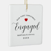 Onze eerste kerst met het script Red Heart Names Keramisch Ornament (Rechts)