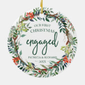 Onze eerste kerst met kerst was een Cute Rustic Wr Keramisch Ornament (Achterkant)