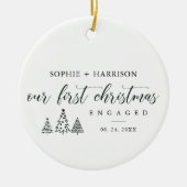 Onze eerste kerst met naam en datum keramisch ornament (Voorkant)