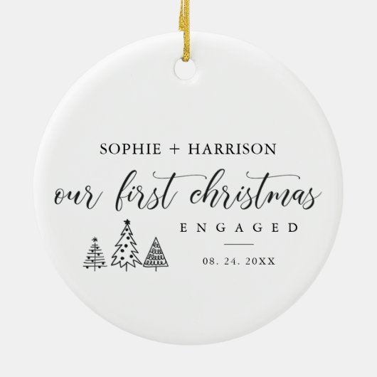Onze eerste kerst met naam en datum keramisch ornament (Achterkant)