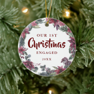Onze eerste kerst met Paar Photo Floral Keramisch Ornament