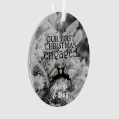 Onze eerste kerst met Pine Trees Winter B&W Ornament (voorkant)