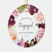 Onze eerste kerst met Plum Floral Foto Keramisch Ornament (Links)